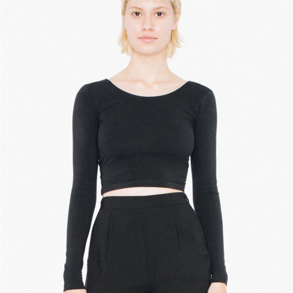 ICONIC American Apparel Cotton Spandex Long Sleeve Crop Top